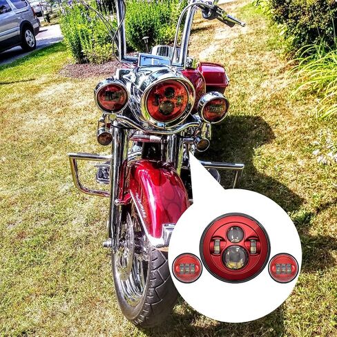 Sktyants 7 "7 بوصة مصباح دراجة نارية LED RED MEDIDALEDER SPOREDOR توافق مع Tourng Street Electra Road Road King Classic in Kuwait