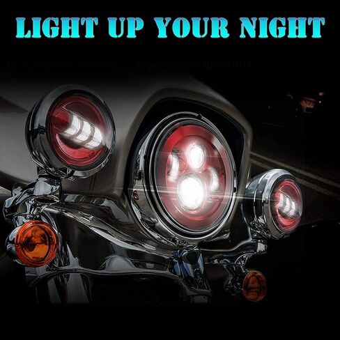 Sktyants 7 "7 بوصة مصباح دراجة نارية LED RED MEDIDALEDER SPOREDOR توافق مع Tourng Street Electra Road Road King Classic in Kuwait