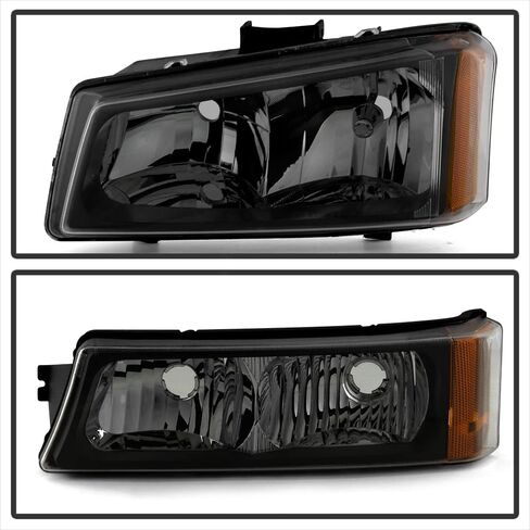 ACANII - For Black Smoke 2003-2006 Chevy Silverado Avalanche Headlights+Bumper Lamps 4PC Set Driver + Passenger Side in Kuwait