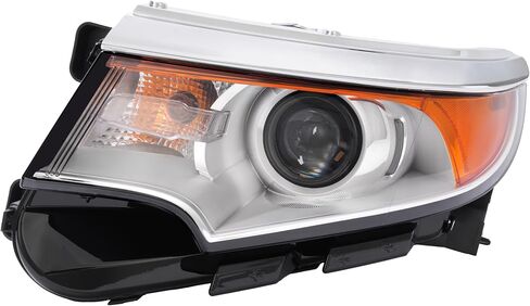 HECASA Left Projector Headlight w/Bulb Compatible with 2011-2014 Ford Edge Replacement for FO2502291 BT4Z13008B Headlamp Front Lamp Clear Lens Chrome Housing - Driver Side in Saudi Arabia
