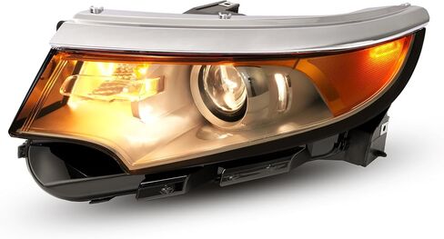HECASA Left Projector Headlight w/Bulb Compatible with 2011-2014 Ford Edge Replacement for FO2502291 BT4Z13008B Headlamp Front Lamp Clear Lens Chrome Housing - Driver Side in Saudi Arabia