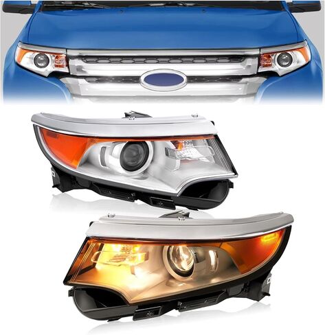 HECASA Left Projector Headlight w/Bulb Compatible with 2011-2014 Ford Edge Replacement for FO2502291 BT4Z13008B Headlamp Front Lamp Clear Lens Chrome Housing - Driver Side in Saudi Arabia