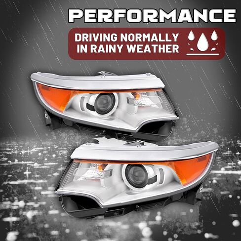 HECASA Left Projector Headlight w/Bulb Compatible with 2011-2014 Ford Edge Replacement for FO2502291 BT4Z13008B Headlamp Front Lamp Clear Lens Chrome Housing - Driver Side in Saudi Arabia