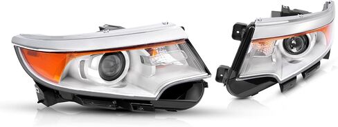 HECASA Left Projector Headlight w/Bulb Compatible with 2011-2014 Ford Edge Replacement for FO2502291 BT4Z13008B Headlamp Front Lamp Clear Lens Chrome Housing - Driver Side in Saudi Arabia