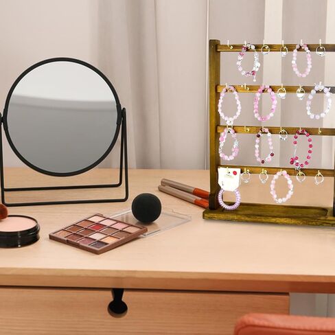 4 Layers of Wooden Display Eacks With Hooks for Necklaces. Rings, Earrings, Bracelets, And Other Jewelry Storage Display Rack in Saudi Arabia