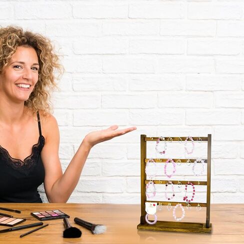 4 Layers of Wooden Display Eacks With Hooks for Necklaces. Rings, Earrings, Bracelets, And Other Jewelry Storage Display Rack in Saudi Arabia