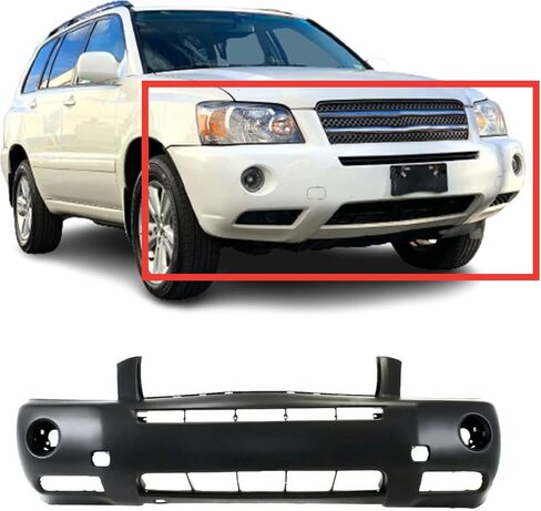 FITPARTS متوافقة مع غطاء المصد الأمامي 2006-2007 تويوتا هايلاندر هايبرد المحدودة الرياضة 06 07. جديد ، مسبوق وجاهز للطلاء. مع ثقوب الضوء الضباب. ث/س/ساحة وقوف السيارات الثقوب مستشعر. in Kuwait