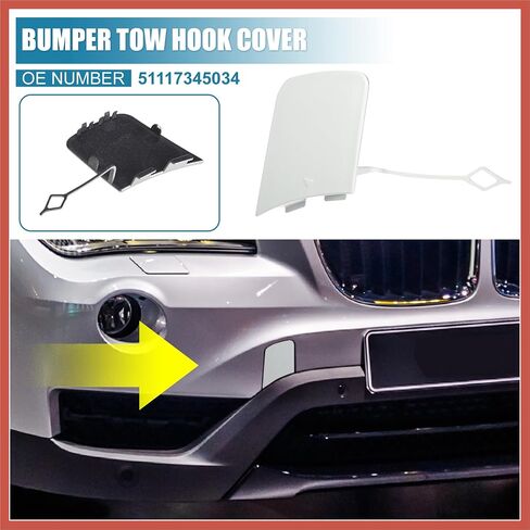 ACROPIX Front Bumper Tow Hook Cover Car Towing Hook Eye Hole Cover Replacement 51117345034 for BMW X1 E84 2012-2015 White Car Parts in Saudi Arabia