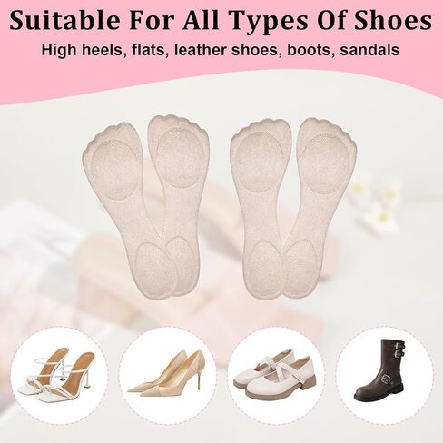 2pairs كعب إدراج للنساء ، 3/4 منصات الراحة عالية الكعب ، ونعال هلال مخملي للنساء ، وسائد القدم للعب الكعب العالي ، وإدراج صندل ، ونعال لترفيه الألم والعرق. in Kuwait
