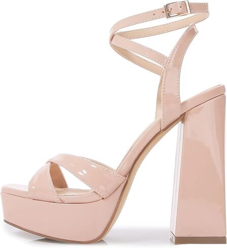 Yooprettyz Women Square Toe منصة مكتنزة عالية الكعوب الرجعية الحزب الراقصة في سهرة الفستان in Kuwait