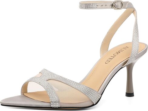 AUMOTED Mesh Heels for Women Open Toe Stiletto Heels Backless Strap Dress Shoes 2.7 Inch Sexy Kitten Sandals in Saudi Arabia