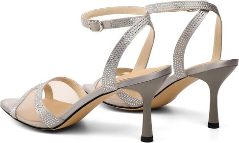 AUMOTED Mesh Heels for Women Open Toe Stiletto Heels Backless Strap Dress Shoes 2.7 Inch Sexy Kitten Sandals in Saudi Arabia