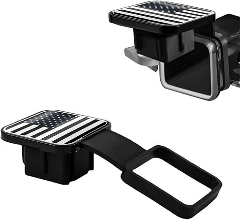 غطاء عقبة المقطورة ، Flag Emblem Trailer Hook Cap Plug Cap Cap استقبال 2 بوصة ، غطاء حماية مستقبل Hitch لمعظم مقطورة شاحنة السيارات ، إكسسوارات السيارات (أسود) in Kuwait