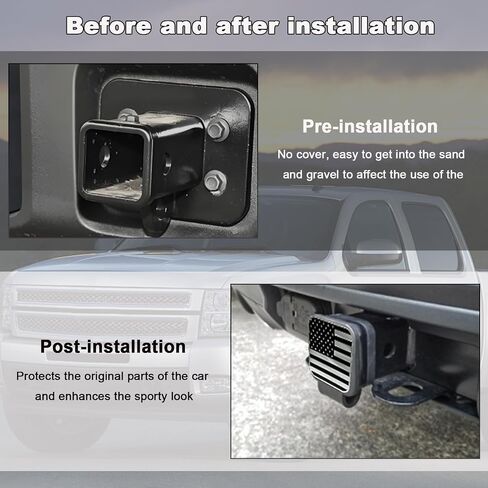 غطاء عقبة المقطورة ، Flag Emblem Trailer Hook Cap Plug Cap Cap استقبال 2 بوصة ، غطاء حماية مستقبل Hitch لمعظم مقطورة شاحنة السيارات ، إكسسوارات السيارات (أسود) in Kuwait