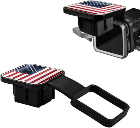 غطاء عقبة المقطورة ، Flag Emblem Trailer Hook Cap Plug Cap Cap استقبال 2 بوصة ، غطاء حماية مستقبل Hitch لمعظم مقطورة شاحنة السيارات ، إكسسوارات السيارات (أسود) in Kuwait