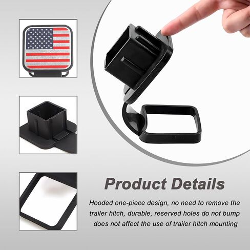 غطاء عقبة المقطورة ، Flag Emblem Trailer Hook Cap Plug Cap Cap استقبال 2 بوصة ، غطاء حماية مستقبل Hitch لمعظم مقطورة شاحنة السيارات ، إكسسوارات السيارات (أسود) in Kuwait
