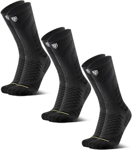 Men's sports crew socks,arch support,grip athletic socks,socks for basketball and tennis,3 pack,black compression sock in Kuwait