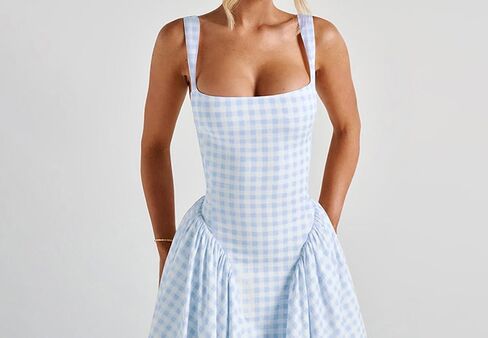 الصيف القماش القطني الطويل اللباس مشد مربع الرقبة الدانتيل حتى غير رسمية Sundress عصف in Saudi Arabia