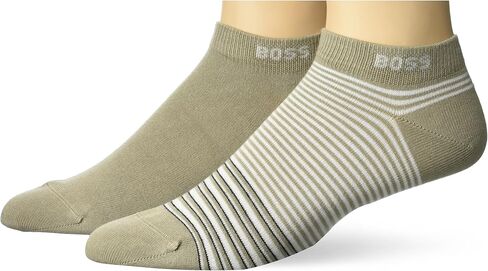 BOSS Men's 2-Pack Stripe and Solid Cotton Ankle Socks in Saudi Arabia