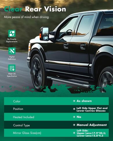 مرايا سحب SCITOO مناسبة لـ 2017-2019 لفورد لـ F250 لـ F350 لـ F450 مرايا سحب فائقة التحمل مع الجانب الأيسر والأيمن، مصباح إشارة الانعطاف الساخن، مصباح مساعد in Saudi Arabia