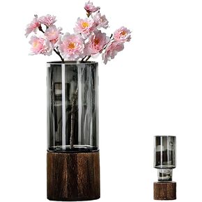 زهرية زجاجية طويلة طولها 10 بوصات ، مزهرية زهرة أسطوانية خشبية ، نمط ريفي كلاسيكي للموقد ، موقد ، مطبخ ، غرفة نوم ، غرفة معيشة ، مكتب مكاتب مركزية in Kuwait