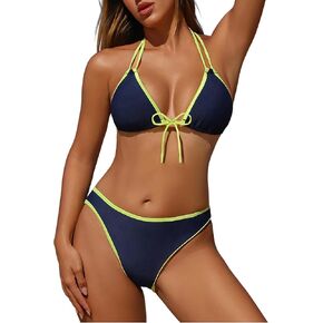 Zaful Womens String Bikini مجموعات ألوان مثير كتلة قطعتين للسباحة صفيق الرسن بدلات الاستحمام مثلث ملابس السباحة in Kuwait
