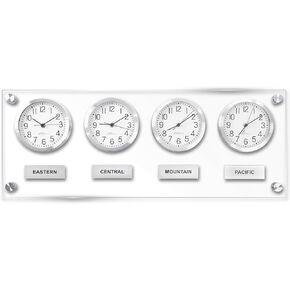 BBHORAIRE Silver Time Zone Wall Clock Mondial Decor Silent Non-Ticking Quartz Analog Battery Operated Multiple City/Country/Region/World Clocks for Home Office Business Study Easy Install 32x12Inch in Saudi Arabia