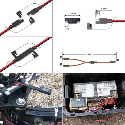 10AWG 2FT SAE 1 to 2 SAE Spliiter Extension Cable Quick Disconnect Connector with SAE Polarity Reverse Adaptors, for Automotive, Solar Panel RV Portale Power in Saudi Arabia