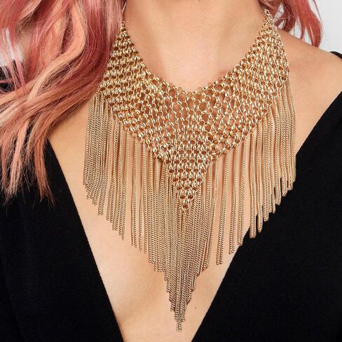 قلادة ذوي الياقات البيضاء في Flyonce ، قلادة ، بريق أزياء أزياء شرابة ، إكسسوارات مجوهرات الحفلات للنساء للنساء in Kuwait