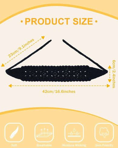 HAIMEIKANG Hippie Hair Bandana Headbands for Women Boho Headband Knit Hair Bands Floral Head Wrap for Women and Girls(Black+Beige+Coffee) in Kuwait