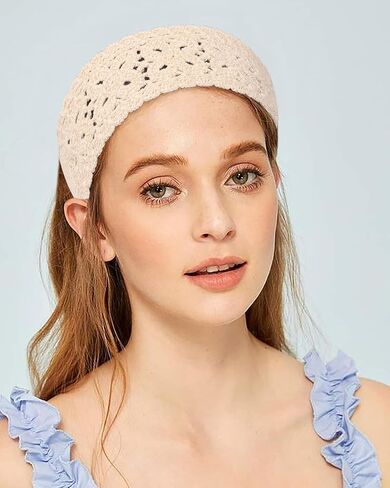 HAIMEIKANG Hippie Hair Bandana Headbands for Women Boho Headband Knit Hair Bands Floral Head Wrap for Women and Girls(Black+Beige+Coffee) in Kuwait