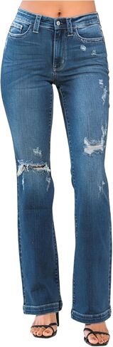 Judy Blue Mid Rise Distressed Bootcut Jeans in Saudi Arabia