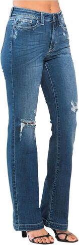 Judy Blue Mid Rise Distressed Bootcut Jeans in Saudi Arabia