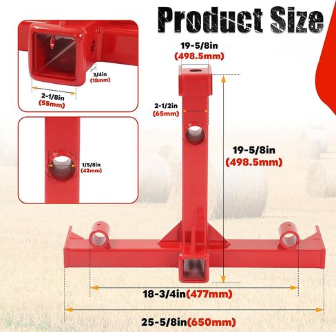 3 نقاط مرفق مرفق متوافق مع جميع الجرارات 1 من الفئة 1 مع 2 "جهاز الاستقبال ، 1-7/8" Groseneck Ball Drawbar Hay Quick Hitch Adapter Trouing Hitch Recever 3000 LBS-Red in Saudi Arabia