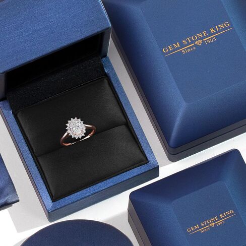 Gem Stone King 10K Rose Gold Oval 7X5MM Gemstone Birthstone and White Created Sapphire Engagement Ring For Women | Available in Size 5,6,7,8,9 in Saudi Arabia
