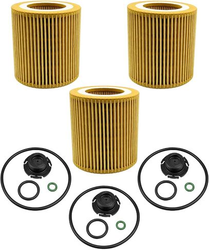Oil Filter Element Fit for BMW 228i 320i 328i 428i 528i X1 X4 Z6 F20 F21 F30 F31 Some Models, Replace HU816Z 11427953125 11427640862, with O-ring and Cover, 3 Pack in Saudi Arabia