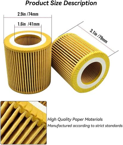 Oil Filter Element Fit for BMW 228i 320i 328i 428i 528i X1 X4 Z6 F20 F21 F30 F31 Some Models, Replace HU816Z 11427953125 11427640862, with O-ring and Cover, 3 Pack in Saudi Arabia