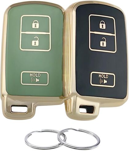 TPU Key Fob Cover Compatible with Toyota 4Runner C-HR Highlander Land Cruiser Prius C Prius V RAV4 (3 Buttons) (Black/Green) in Saudi Arabia