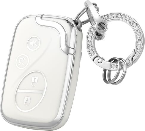 Offcurve for exus key fob with with key -keykain key fob holder for exus es350 GS300 GS430 GS450H GS460 IS F IS250 IS350 LS460 LX570 RX350 CAROSIONS SERSION SMARTLY BEYLE REMOTE CONTECTOR ، WHITE in Kuwait