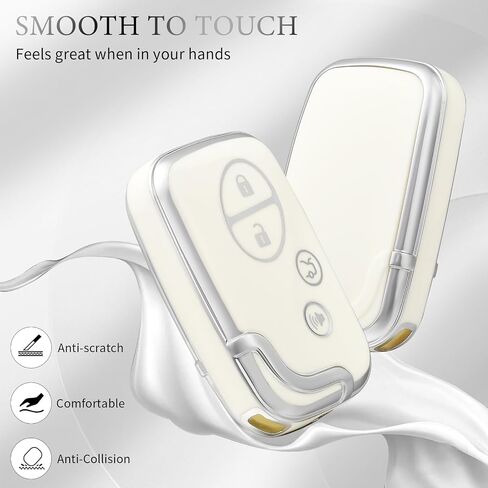 Offcurve for exus key fob with with key -keykain key fob holder for exus es350 GS300 GS430 GS450H GS460 IS F IS250 IS350 LS460 LX570 RX350 CAROSIONS SERSION SMARTLY BEYLE REMOTE CONTECTOR ، WHITE in Kuwait
