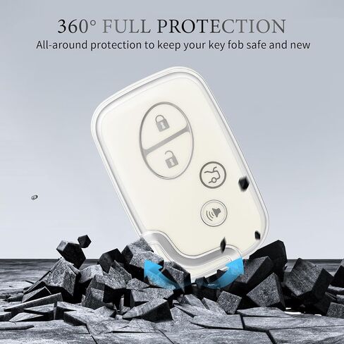 Offcurve for exus key fob with with key -keykain key fob holder for exus es350 GS300 GS430 GS450H GS460 IS F IS250 IS350 LS460 LX570 RX350 CAROSIONS SERSION SMARTLY BEYLE REMOTE CONTECTOR ، WHITE in Kuwait