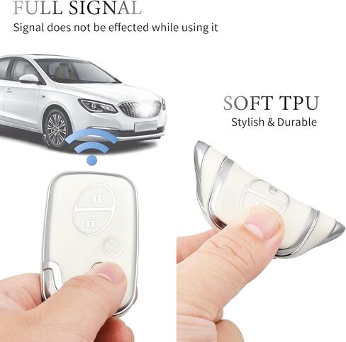 Offcurve for exus key fob with with key -keykain key fob holder for exus es350 GS300 GS430 GS450H GS460 IS F IS250 IS350 LS460 LX570 RX350 CAROSIONS SERSION SMARTLY BEYLE REMOTE CONTECTOR ، WHITE in Kuwait