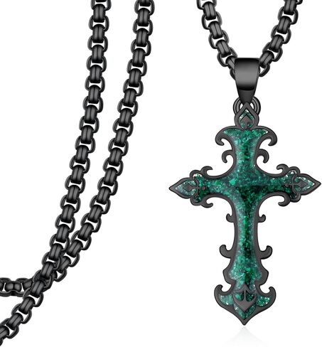 Black Cross Necklace 925 Sterling Silver Turquoise Mustard Seed Necklace Cross Necklace Religious Jewelry Gifts for Men Women in Kuwait
