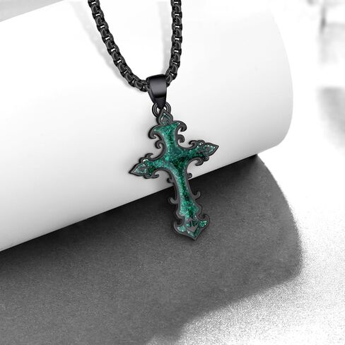 Black Cross Necklace 925 Sterling Silver Turquoise Mustard Seed Necklace Cross Necklace Religious Jewelry Gifts for Men Women in Kuwait