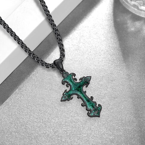 Black Cross Necklace 925 Sterling Silver Turquoise Mustard Seed Necklace Cross Necklace Religious Jewelry Gifts for Men Women in Kuwait