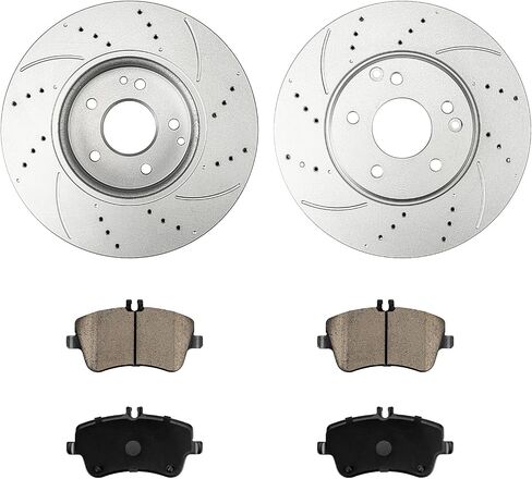 PHILTOP 11.8 inch(300 mm) Front Drilled and Slotted Disc Brake Rotors + Ceramic Pads Kit Compatible with Odyssey, MDX, 6-PC Set in Saudi Arabia