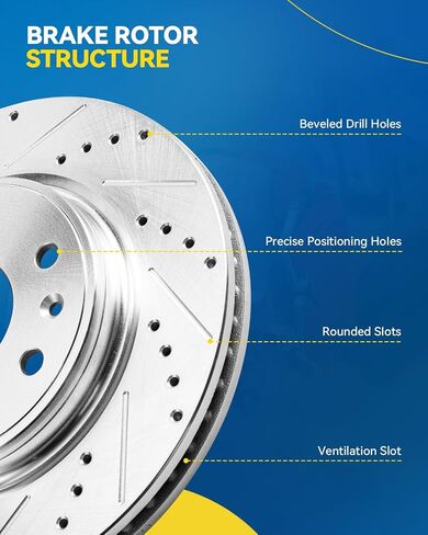 PHILTOP 11.8 inch(300 mm) Front Drilled and Slotted Disc Brake Rotors + Ceramic Pads Kit Compatible with Odyssey, MDX, 6-PC Set in Saudi Arabia