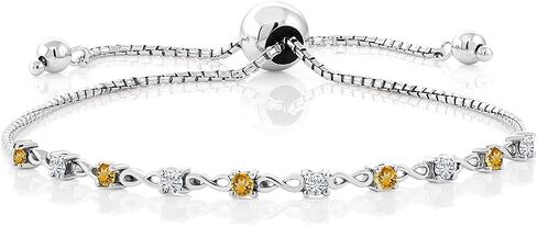 Gem Stone King 925 Sterling Silver Round Black Diamond and White Moissanite Tennis Bracelet for Women | 0.65 CTTW | جولة 2.5mm | قابل للتعديل بالكامل حتى 9 بوصات in Kuwait