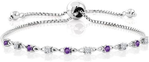 Gem Stone King 925 Sterling Silver Round Black Diamond and White Moissanite Tennis Bracelet for Women | 0.65 CTTW | جولة 2.5mm | قابل للتعديل بالكامل حتى 9 بوصات in Kuwait