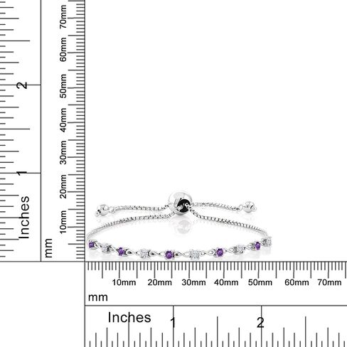 Gem Stone King 925 Sterling Silver Round Black Diamond and White Moissanite Tennis Bracelet for Women | 0.65 CTTW | جولة 2.5mm | قابل للتعديل بالكامل حتى 9 بوصات in Kuwait